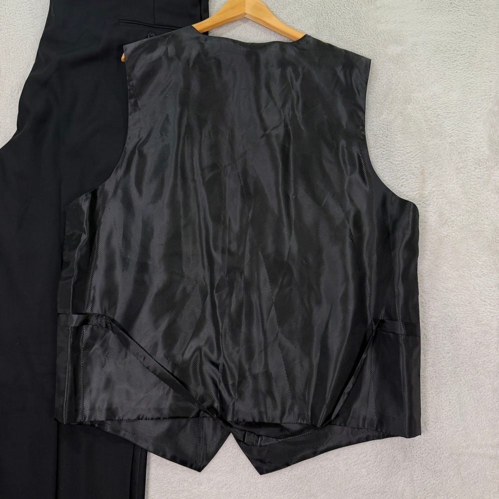 Jack Victor Mens 50XL Tuxedo Suit Black 3-Piece Silk Vest Super 100s Wool 44x32 - Picture 15 of 16